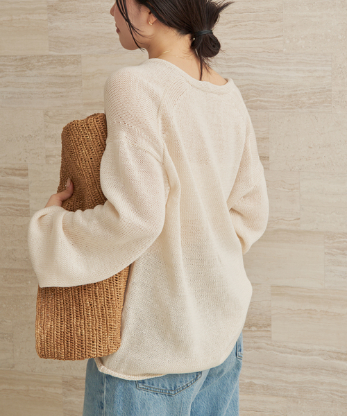 plage（プラージュ）の「コットンリリヤーン Vプルオーバー（ニット/セーター・レディース・アイボリー/カーキ・FREE）」の9枚目の写真