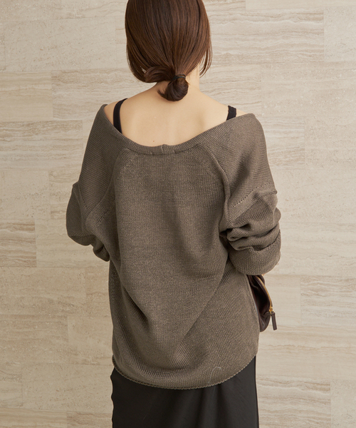 plage（プラージュ）の「コットンリリヤーン Vプルオーバー（ニット/セーター・レディース・アイボリー/カーキ・FREE）」の18枚目の写真