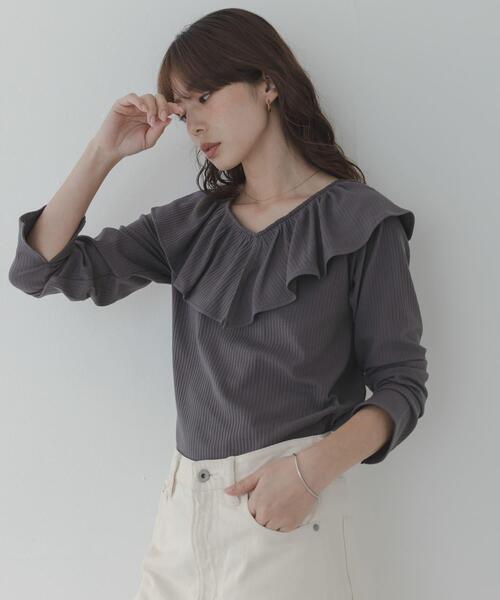 セール】『WEB限定』フリルカラーテレコプルオーバー（Tシャツ