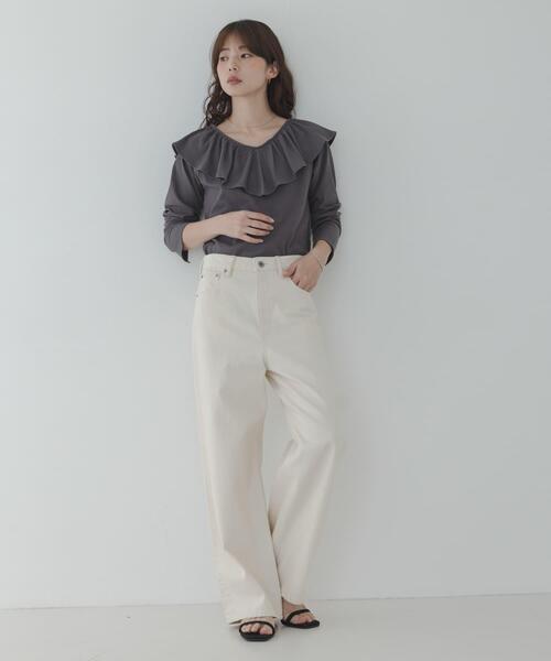 セール】『WEB限定』フリルカラーテレコプルオーバー（Tシャツ