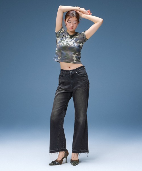 X-girl(エックスガール)の「RELAX FIT DENIM PANTS(デニムパンツ・レディース・ブラック/インディゴブルー・S/M/XS)」の3枚目の写真
