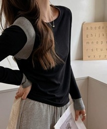 さりげない配色で上品なロングスリーブ配色レイヤードカラーブロッキングトップス シアー素材 シアートップス 春服 トップス インナー ジャケットスタイル フィット スタイリッシュ オフィスカジュアル デイリー バイカラー 大人カジュアル 韓国風スタイル