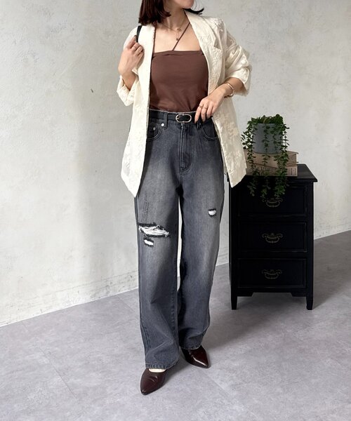 Thevon（ゼボン）の「ハイウエストダメージデニム（その他パンツ・レディース・ブラック/ブルー・M/S）」の8枚目の写真