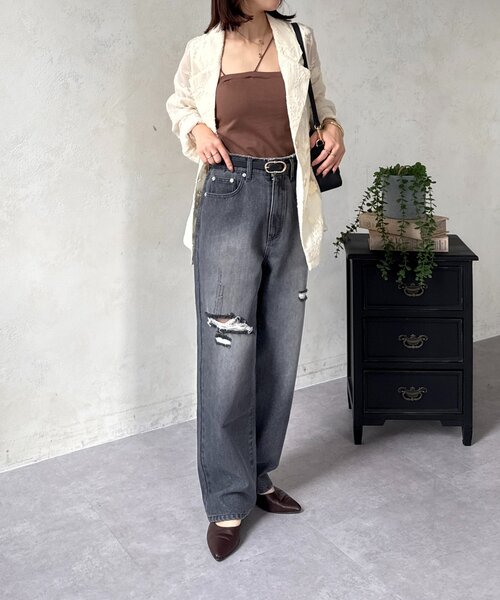 Thevon（ゼボン）の「ハイウエストダメージデニム（その他パンツ・レディース・ブラック/ブルー・M/S）」の12枚目の写真