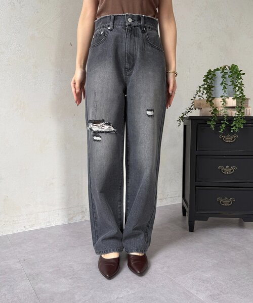 Thevon（ゼボン）の「ハイウエストダメージデニム（その他パンツ・レディース・ブラック/ブルー・M/S）」の13枚目の写真