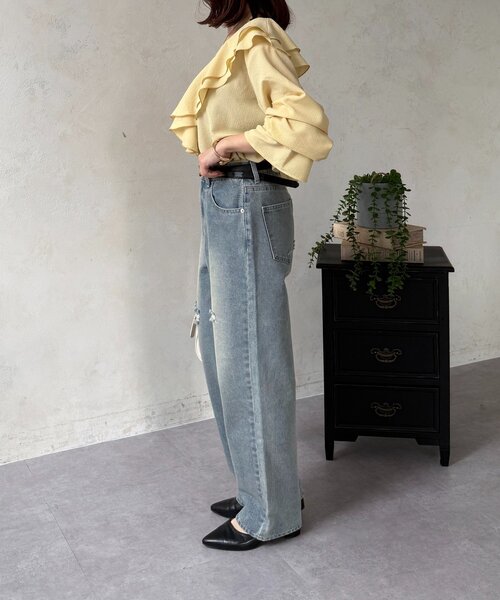 Thevon(ゼボン)の「ハイウエストダメージデニム(デニムパンツ・レディース・ブラック/ブルー・M/S)」の20枚目の写真
