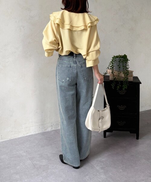 Thevon(ゼボン)の「ハイウエストダメージデニム(デニムパンツ・レディース・ブラック/ブルー・M/S)」の21枚目の写真