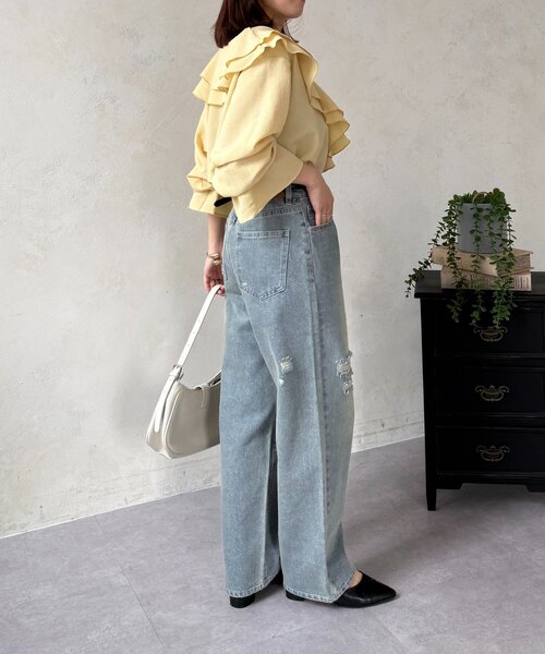 Thevon(ゼボン)の「ハイウエストダメージデニム(デニムパンツ・レディース・ブラック/ブルー・M/S)」の22枚目の写真