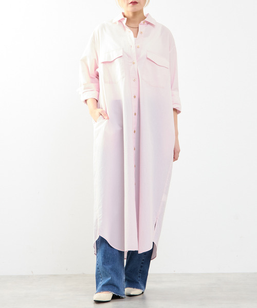 SOFFITTO(ソフィット)の「【A_/エース】こなれ感ロングシャツワンピース(ワンピース・レディース・ピンク/ダークベージュ・FREE)」の1枚目の写真