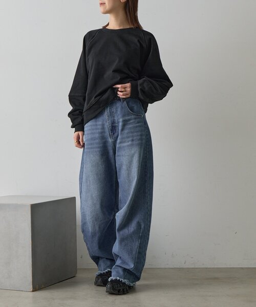 goocy(グーシー)の「裏毛アウトリンキングトップス(Tシャツ/カットソー・レディース・ブラック/グレー・FREE)」の18枚目の写真
