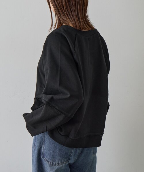 goocy(グーシー)の「裏毛アウトリンキングトップス(Tシャツ/カットソー・レディース・ブラック/グレー・FREE)」の3枚目の写真