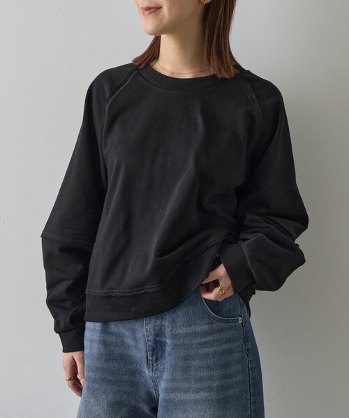 goocy(グーシー)の「裏毛アウトリンキングトップス(Tシャツ/カットソー・レディース・ブラック/グレー・FREE)」の5枚目の写真