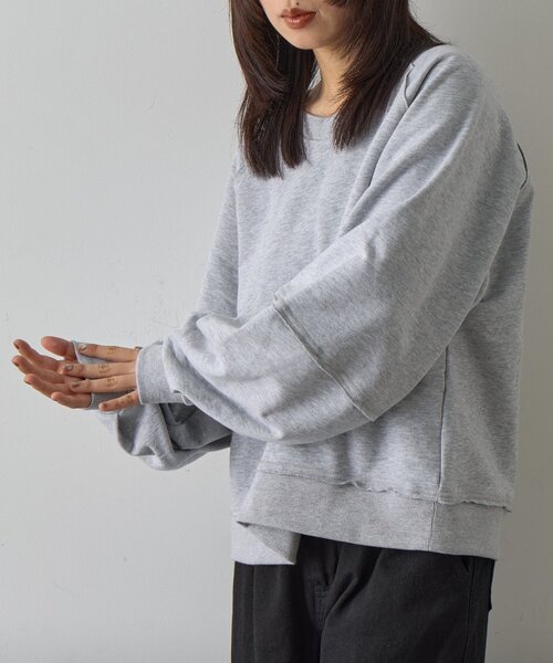 goocy(グーシー)の「裏毛アウトリンキングトップス(Tシャツ/カットソー・レディース・ブラック/グレー・FREE)」の9枚目の写真
