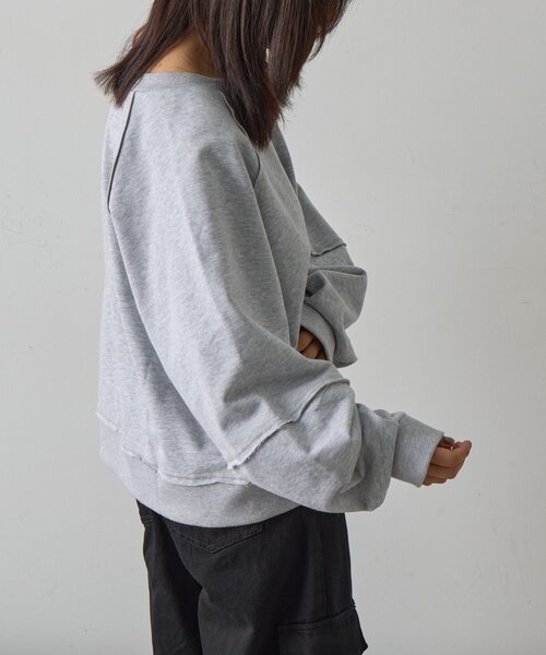 goocy(グーシー)の「裏毛アウトリンキングトップス(Tシャツ/カットソー・レディース・ブラック/グレー・FREE)」の11枚目の写真