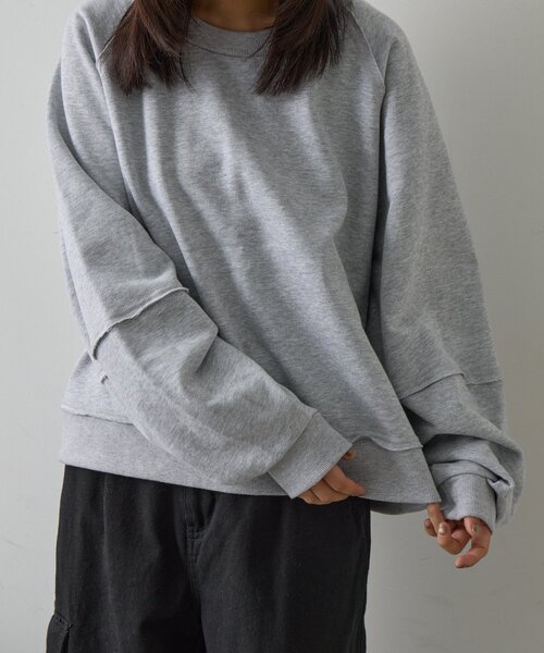goocy(グーシー)の「裏毛アウトリンキングトップス(Tシャツ/カットソー・レディース・ブラック/グレー・FREE)」の12枚目の写真