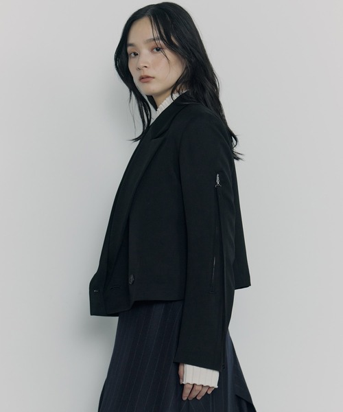 UJOH(ウジョー)の「【UJOH/ウジョー】《STUDIOUS別注》別注 ZIP SHORT JACKET/ジップショートジャケット(その他アウター・レディース・ブラック/ブラウン・2)」の7枚目の写真