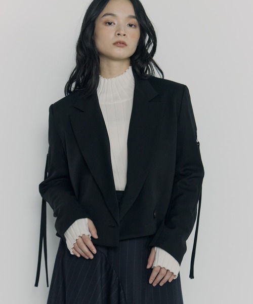 UJOH(ウジョー)の「【UJOH/ウジョー】《STUDIOUS別注》別注 ZIP SHORT JACKET/ジップショートジャケット(その他アウター・レディース・ブラック/ブラウン・2)」の5枚目の写真