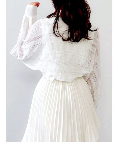 dazzlin(ダズリン)の「シアーパフボレロ(カーディガン/ボレロ・レディース・その他1/アイボリー/ブラック/レッド・FREE)」の4枚目の写真