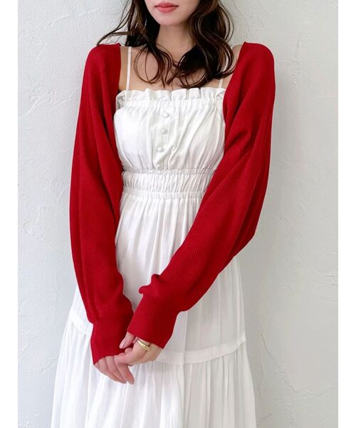 dazzlin(ダズリン)の「シアーパフボレロ(カーディガン/ボレロ・レディース・その他1/アイボリー/ブラック/レッド・FREE)」の14枚目の写真