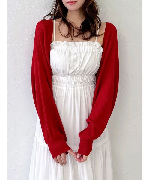 dazzlin(ダズリン)の「シアーパフボレロ(カーディガン/ボレロ・レディース・その他1/アイボリー/ブラック/レッド・FREE)」の15枚目の写真