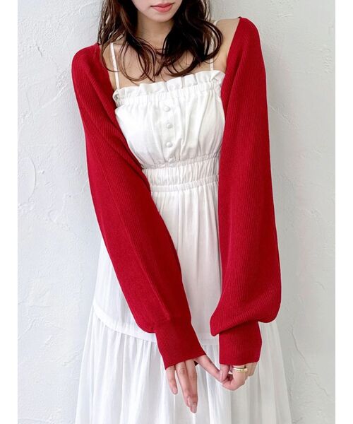 dazzlin(ダズリン)の「シアーパフボレロ(カーディガン/ボレロ・レディース・その他1/アイボリー/ブラック/レッド・FREE)」の16枚目の写真