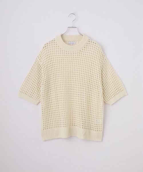 cussil(クシル)の「【cussil/クシル】透かし編みルーズ半袖クルーネックサマーニット(ニット/セーター・メンズ・ホワイト/グレー系/ブラック・M/S/L)」の11枚目の写真