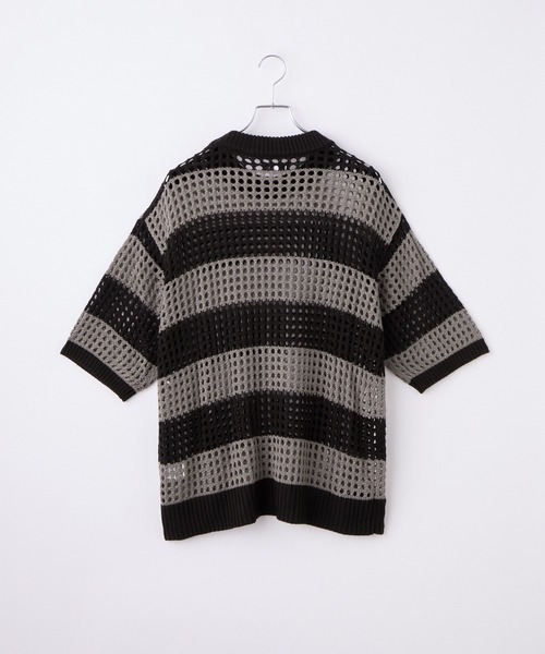 cussil(クシル)の「【cussil/クシル】透かし編みルーズ半袖クルーネックサマーニット(ニット/セーター・メンズ・ホワイト/グレー系/ブラック・M/S/L)」の15枚目の写真