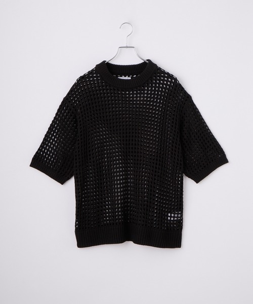 cussil(クシル)の「【cussil/クシル】透かし編みルーズ半袖クルーネックサマーニット(ニット/セーター・メンズ・ホワイト/グレー系/ブラック・M/S/L)」の17枚目の写真