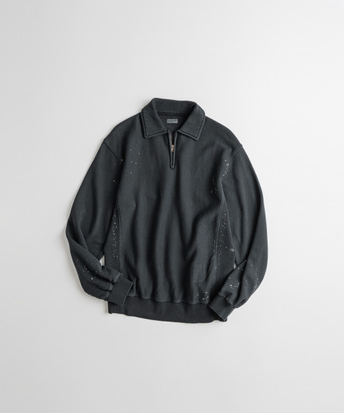 BEHEAVYER(ビヘイビアー)の「DISTRESSED QUARTER ZIP SWEAT charcoal(スウェット・メンズ・その他・2/3/4)」の1枚目の写真