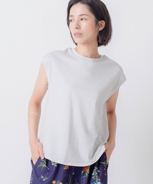 「KELEN / ケレン」ラメ糸混クルーネックフレンチスリーブTEE