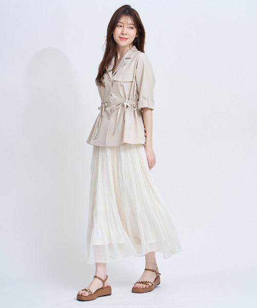 NOELA(ノエラ)の「シアーランダムプリーツスカート(スカート・レディース・オフホワイト/ピンク/モカ・S/M)」の5枚目の写真