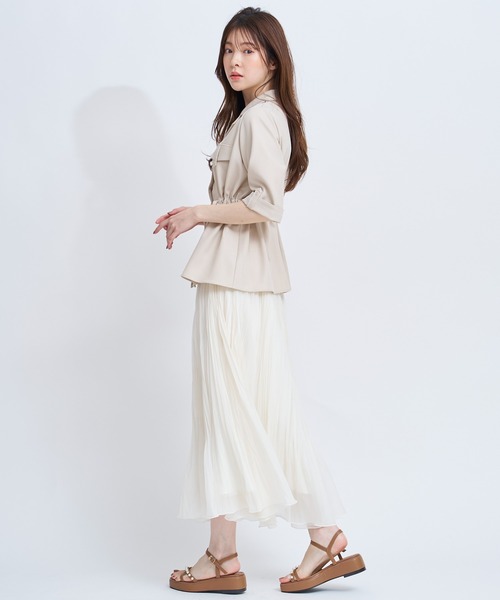NOELA(ノエラ)の「シアーランダムプリーツスカート(スカート・レディース・オフホワイト/ピンク/モカ・S/M)」の6枚目の写真