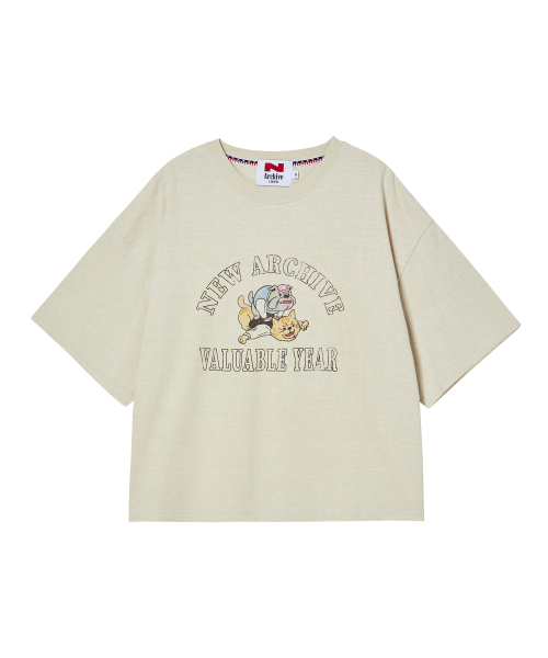Beyond Closet（-）の「[コレクションライン] ヴィンテージプリントディテールピグメントウォッシング半袖Tシャツアイボリー（Tシャツ/カットソー・メンズ・その他・MEDIUM/LARGE）」の2枚目の写真
