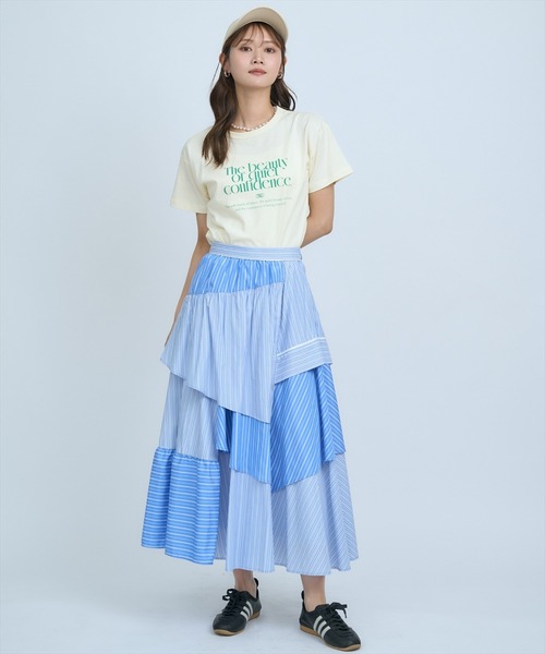 AND COUTURE(アンドクチュール)の「マルチストライプスカート(スカート・レディース・ラベンダー/ネイビー/ブルー・FREE)」の18枚目の写真