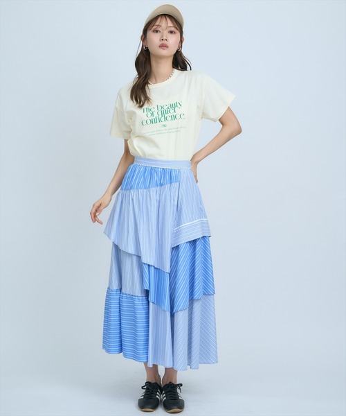 AND COUTURE(アンドクチュール)の「マルチストライプスカート(スカート・レディース・ラベンダー/ネイビー/ブルー・FREE)」の19枚目の写真