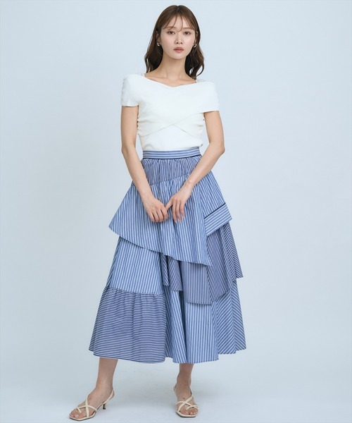 AND COUTURE(アンドクチュール)の「マルチストライプスカート(スカート・レディース・ラベンダー/ネイビー/ブルー・FREE)」の13枚目の写真
