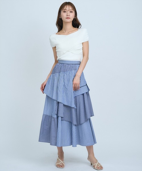AND COUTURE(アンドクチュール)の「マルチストライプスカート(スカート・レディース・ラベンダー/ネイビー/ブルー・FREE)」の14枚目の写真