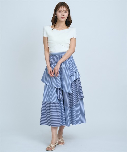 AND COUTURE(アンドクチュール)の「マルチストライプスカート(スカート・レディース・ラベンダー/ネイビー/ブルー・FREE)」の15枚目の写真