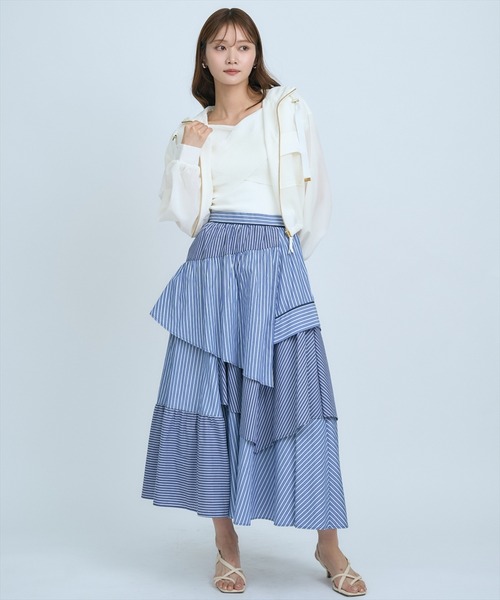 AND COUTURE(アンドクチュール)の「マルチストライプスカート(スカート・レディース・ラベンダー/ネイビー/ブルー・FREE)」の16枚目の写真