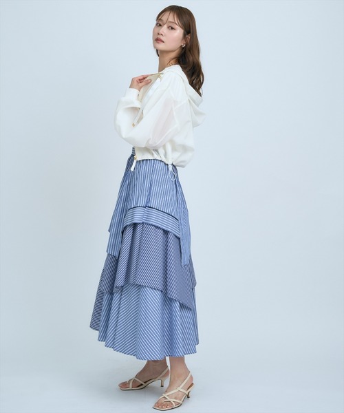 AND COUTURE(アンドクチュール)の「マルチストライプスカート(スカート・レディース・ラベンダー/ネイビー/ブルー・FREE)」の17枚目の写真