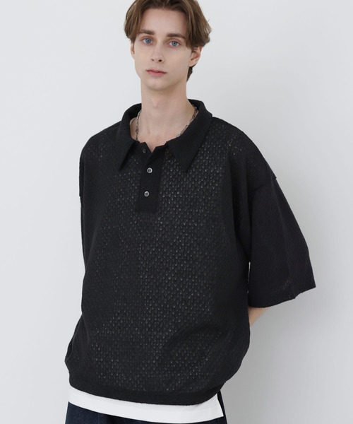 SOCCE(ソーシー)の「カットシアーハーフスリーブポロシャツ(ポロシャツ・メンズ・ブルーグレー/ブラック/チャコール・M/S/XL/L)」の2枚目の写真