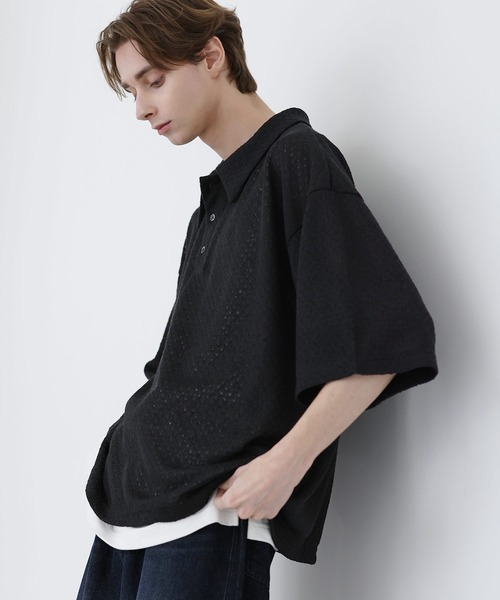 SOCCE(ソーシー)の「カットシアーハーフスリーブポロシャツ(ポロシャツ・メンズ・ブルーグレー/ブラック/チャコール・M/S/XL/L)」の5枚目の写真
