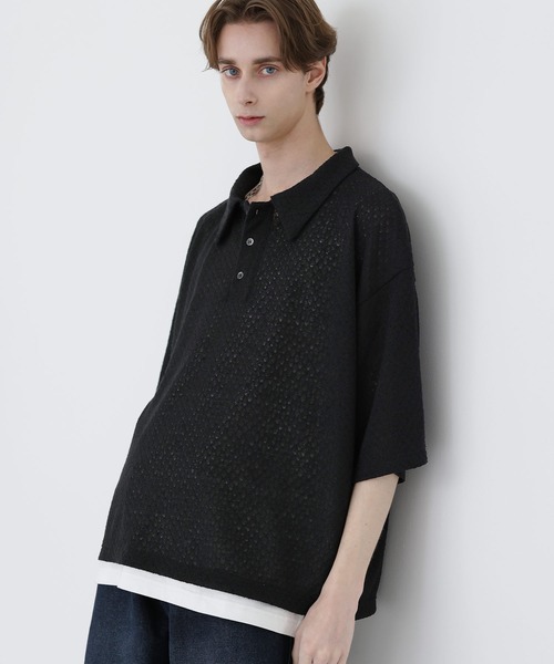 SOCCE(ソーシー)の「カットシアーハーフスリーブポロシャツ(ポロシャツ・メンズ・ブルーグレー/ブラック/チャコール・M/S/XL/L)」の6枚目の写真