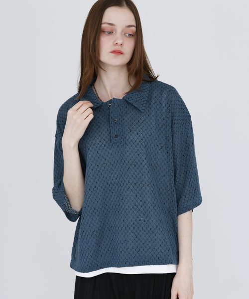 SOCCE(ソーシー)の「カットシアーハーフスリーブポロシャツ(ポロシャツ・メンズ・ブルーグレー/ブラック/チャコール・M/S/XL/L)」の15枚目の写真