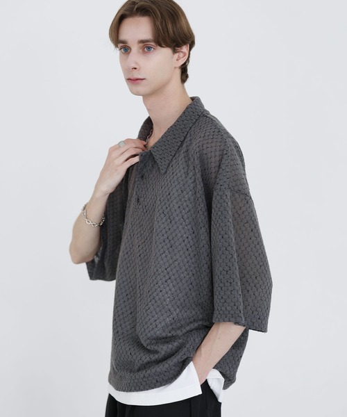 SOCCE(ソーシー)の「カットシアーハーフスリーブポロシャツ(ポロシャツ・メンズ・ブルーグレー/ブラック/チャコール・M/S/XL/L)」の20枚目の写真
