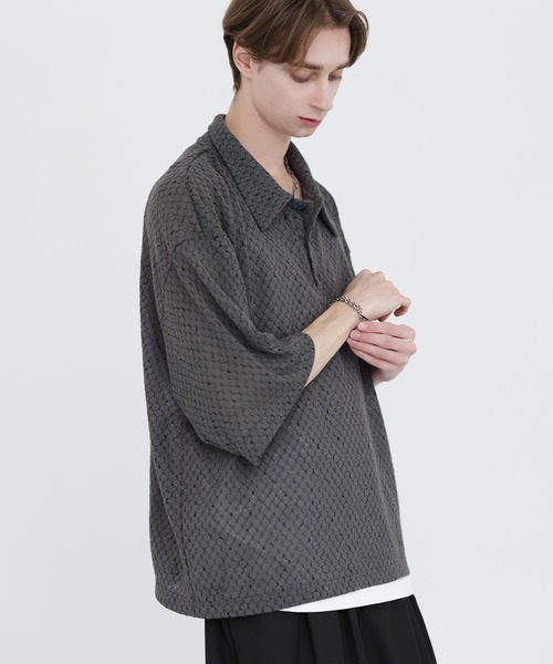 SOCCE(ソーシー)の「カットシアーハーフスリーブポロシャツ(ポロシャツ・メンズ・ブルーグレー/ブラック/チャコール・M/S/XL/L)」の22枚目の写真