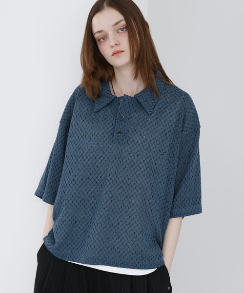 SOCCE(ソーシー)の「カットシアーハーフスリーブポロシャツ(ポロシャツ・メンズ・ブルーグレー/ブラック/チャコール・M/S/XL/L)」の12枚目の写真