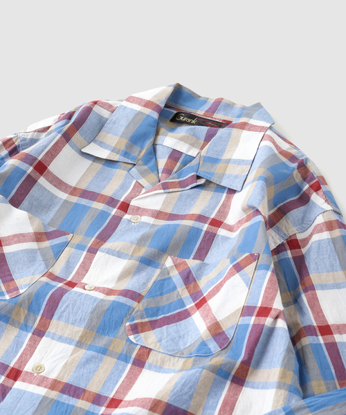 JOURNAL STANDARD（ジャーナルスタンダード）の「Gurank / グランク Plaid open collar shirts（シャツ/ブラウス・メンズ・ブルー系その他・LARGE/MEDIUM）」の3枚目の写真