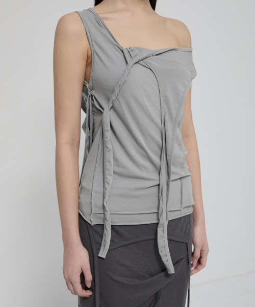 FLAREUP（フレアアップ）の「3-Layered Braided Sleeveless (FL-128_Gray)（Tシャツ/カットソー・レディース・ライトグレー・OS）」の2枚目の写真