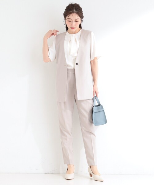 SHOO・LA・RUE（シューラルー）の「【S-LL/セットアップ可】洗濯後しわになりにくい 軽い着ごこち タックテーパードパンツ（その他パンツ・レディース・ネイビー/グレー/ナチュラル・01/02/03/04）」の15枚目の写真